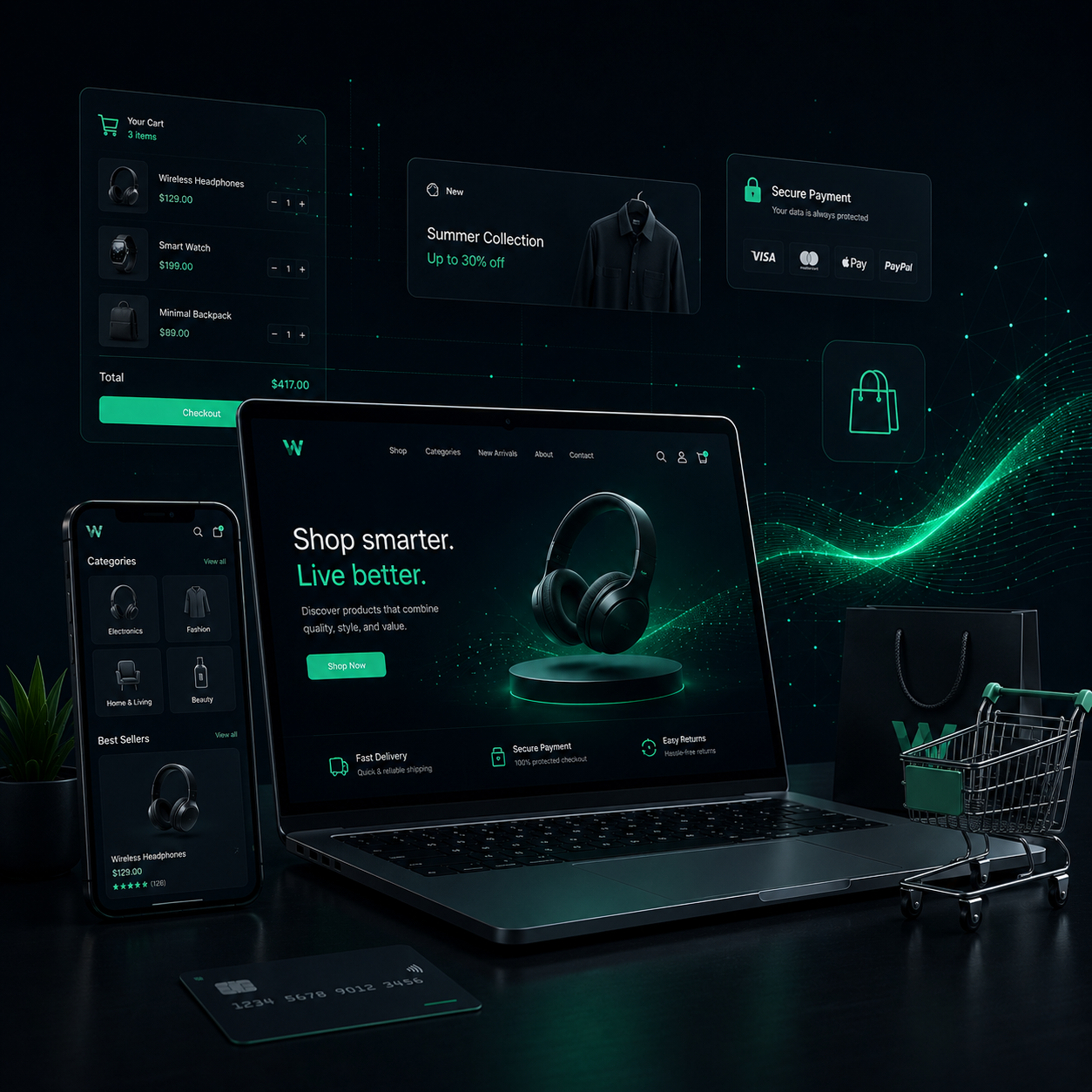 Online store storefront and orders dashboard